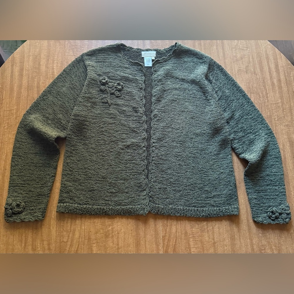 Coldwater Creek Cardigan Women’s Size Large Green Knit - Picture 3 of 10